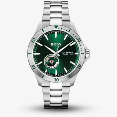 Boss Men Automatic Green Dial Analog Stainless Steel Watch